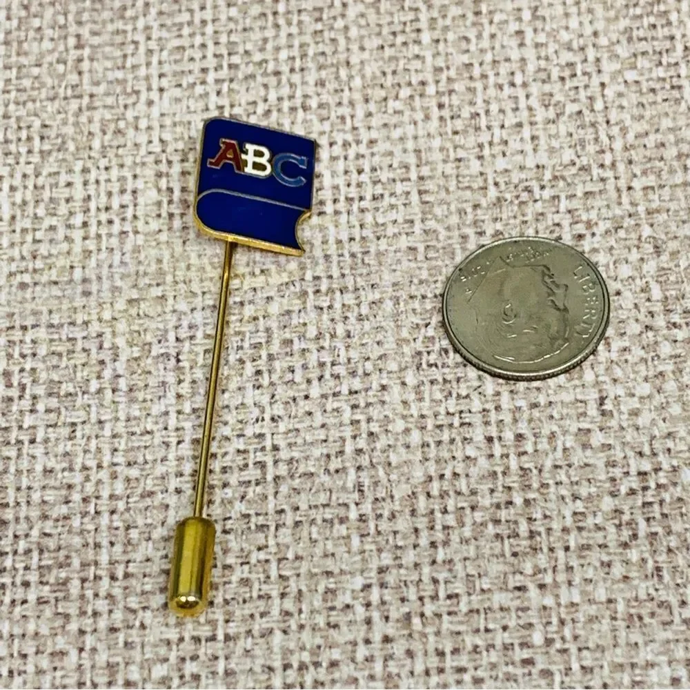 Blue Enameled ABC Book Gold‎ Stick Pin